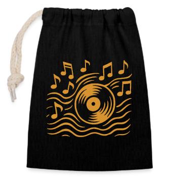 Vinyl Vibes Analog Music Record Player - Closable cotton gift bag (14x20cm) - black - Front