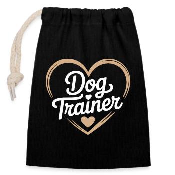 Hundetrainer - Verschließbarer Geschenkbeutel aus Baumwolle (14x20cm) - Schwarz - Vorne