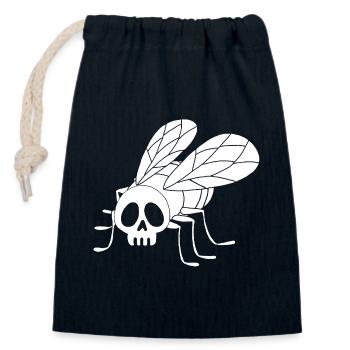 Crâne de mouche (blanc) - Sac cadeau en coton avec cordon (14 x 20 cm) - bleu marine - Devant