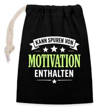Peut contenir des traces de motivation – Drôle - Sac cadeau en coton avec cordon (14 x 20 cm) - noir - Devant