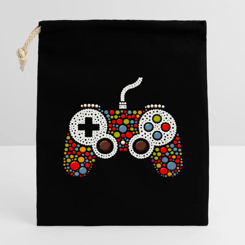 Pointillist Gamecontroller Verschließbarer Geschenkbeutel aus Baumwolle (14x20cm)