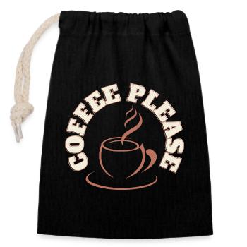 Logo rond du café s’il vous plaît - Sac cadeau en coton avec cordon (14 x 20 cm) - noir - Devant