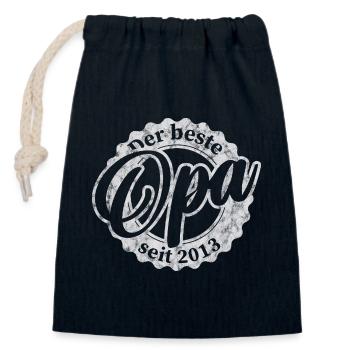 Der Beste Opa seit 2013 - Verschließbarer Geschenkbeutel aus Baumwolle (14x20cm) - Navy - Vorne
