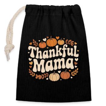 Thankful Mama Herbst Kürbisse Herzen Liebe - Verschließbarer Geschenkbeutel aus Baumwolle (14x20cm) - Schwarz - Vorne