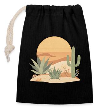 Boho Natur Kakteen - Verschließbarer Geschenkbeutel aus Baumwolle (14x20cm) - Schwarz - Vorne