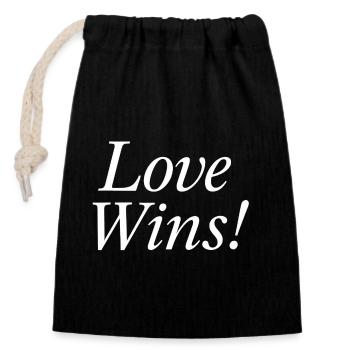 NEW -- Love Wins! - Closable cotton gift bag (14x20cm) - black - Front