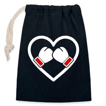 Boxen Herz Handschuhe Sport Stärke Geschenk - Verschließbarer Geschenkbeutel aus Baumwolle (14x20cm) - Navy - Vorne