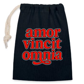 Amor vincit omnia - Closable cotton gift bag (14x20cm) - navy - Front