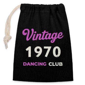 Vintage 1970 – Année de naissance rétro du Dancing Club - Sac cadeau en coton avec cordon (14 x 20 cm) - noir - Devant