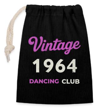 Vintage 1964 – Dancing Club Retro Geburtsjahr - Verschließbarer Geschenkbeutel aus Baumwolle (14x20cm) - Schwarz - Vorne