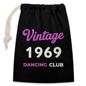 Vintage 1969 – Dancing Club Retro Geburtsjahr - Verschließbarer Geschenkbeutel aus Baumwolle (14x20cm) - Schwarz - Vorne