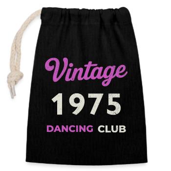 Vintage 1975 – Dancing Club Retro Geburtsjahr - Verschließbarer Geschenkbeutel aus Baumwolle (14x20cm) - Schwarz - Vorne