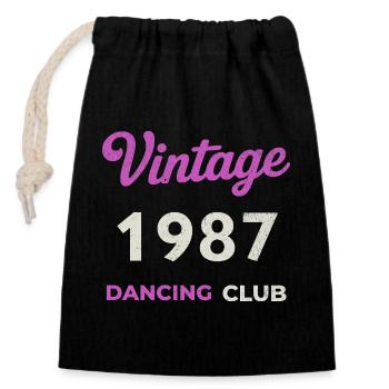 Vintage 1987 – Dancing Club Année de naissance rétro - Sac cadeau en coton avec cordon (14 x 20 cm) - noir - Devant