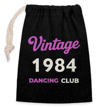 Vintage 1984 – Année de naissance rétro du club de danse - Sac cadeau en coton avec cordon (14 x 20 cm) - noir - Devant