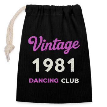 Vintage 1981 – Année de naissance rétro du Dancing Club - Sac cadeau en coton avec cordon (14 x 20 cm) - noir - Devant