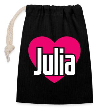 I Love Julia Pinkes Herz Ich liebe Julia - Verschließbarer Geschenkbeutel aus Baumwolle (14x20cm) - Schwarz - Vorne