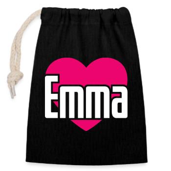 I Love Emma Pink Heart I Love Emma - Closable cotton gift bag (14x20cm) - black - Front
