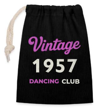 Vintage 1957 – Dancing Club Retro Geburtsjahr - Verschließbarer Geschenkbeutel aus Baumwolle (14x20cm) - Schwarz - Vorne