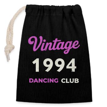 Vintage 1994 – Dancing Club Retro Geburtsjahr - Verschließbarer Geschenkbeutel aus Baumwolle (14x20cm) - Schwarz - Vorne