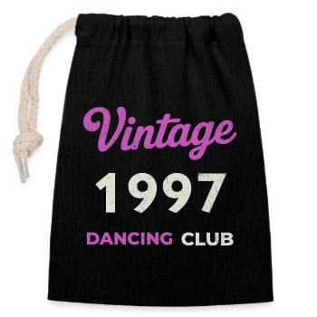 Vintage 1997 – Dancing Club Retro Geburtsjahr - Verschließbarer Geschenkbeutel aus Baumwolle (14x20cm) - Schwarz - Vorne