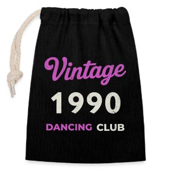 Vintage 1990 – Dancing Club Retro Année de naissance - Sac cadeau en coton avec cordon (14 x 20 cm) - noir - Devant