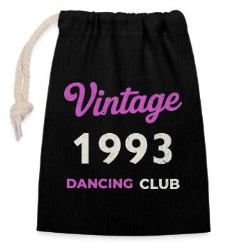 Vintage 1993 – Dancing Club Retro Geburtsjahr - Verschließbarer Geschenkbeutel aus Baumwolle (14x20cm) - Schwarz - Vorne