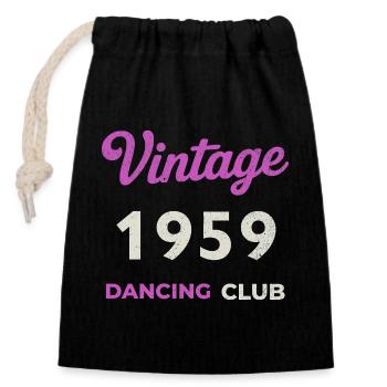 Vintage 1959 – Dancing Club Retro Année de naissance - Sac cadeau en coton avec cordon (14 x 20 cm) - noir - Devant