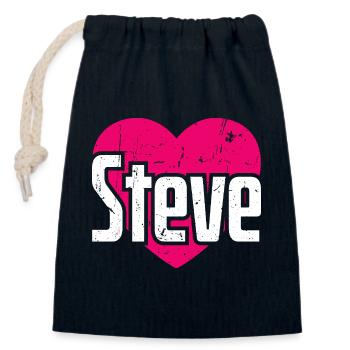 I Love Steve Pinkes Herz Ich liebe Steve - Verschließbarer Geschenkbeutel aus Baumwolle (14x20cm) - Navy - Vorne
