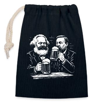 Marx and Engels drinking beer - Closable cotton gift bag (14x20cm) - navy - Front