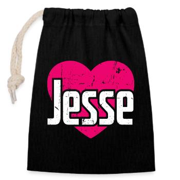 I Love Jesse Pinkes Herz Ich liebe Jesse - Verschließbarer Geschenkbeutel aus Baumwolle (14x20cm) - Schwarz - Vorne