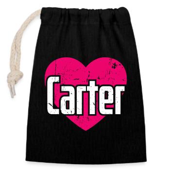J’aime Carter Coeur rose J’aime Carter - Sac cadeau en coton avec cordon (14 x 20 cm) - noir - Devant