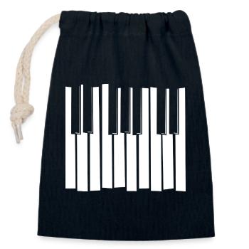 Piano Keyboard Strip Pattern - Closable cotton gift bag (14x20cm) - navy - Front