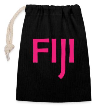Fiji - Fiji - Islands - Pacific - South Seas - Closable cotton gift bag (14x20cm) - black - Front
