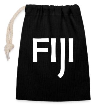 Fiji - Fiji - Islands - Pacific - South Seas - Closable cotton gift bag (14x20cm) - black - Front