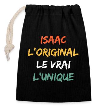 Isaac Original Le Vrai L'Unique - Sac cadeau en coton avec cordon (14 x 20 cm) - noir - Devant