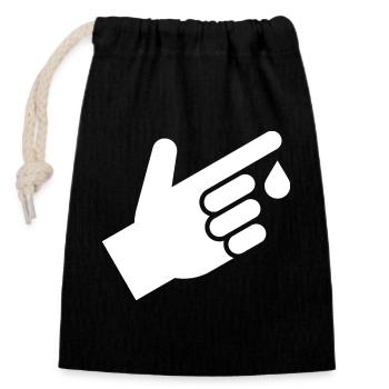 Blood test, blood drops - Closable cotton gift bag (14x20cm) - black - Front