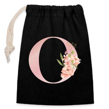 C Florale Monogramme Pastel - Sac cadeau en coton avec cordon (14 x 20 cm) - noir - Devant