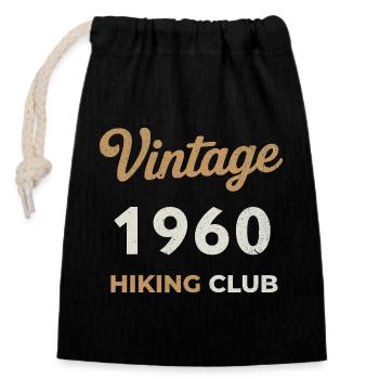 Vintage 1960 – Sailing Club Retro Birth Year - Closable cotton gift bag (14x20cm) - black - Front