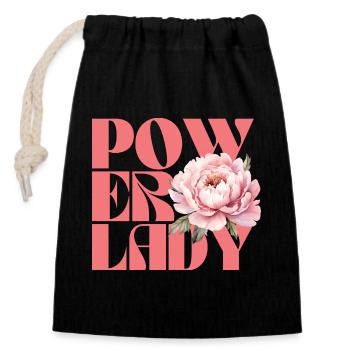 Power lady - Closable cotton gift bag (14x20cm) - black - Front
