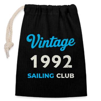 Vintage 1992 – Sailing Club Retro Birth Year - Closable cotton gift bag (14x20cm) - black - Front