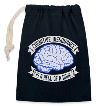 La dissonance cognitive est un sacré dicton. - Sac cadeau en coton avec cordon (14 x 20 cm) - bleu marine - Devant