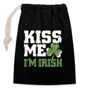 Embrasse-moi, je suis Irish Shamrock - Sac cadeau en coton avec cordon (14 x 20 cm) - noir - Devant
