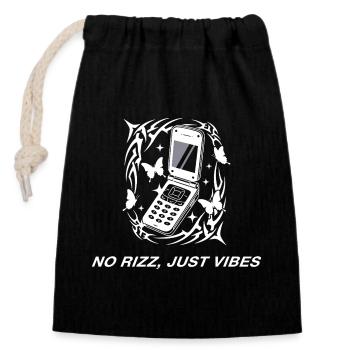 No Rizz Just Vibes Y2K Cell Phone - Closable cotton gift bag (14x20cm) - black - Front