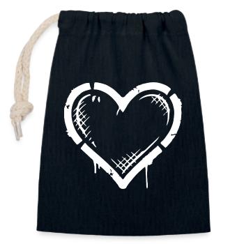 Herz Symbol Vintage - Verschließbarer Geschenkbeutel aus Baumwolle (14x20cm) - Navy - Vorne