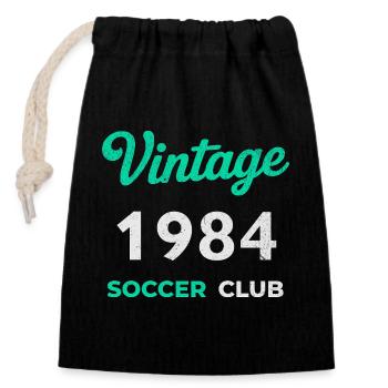 Vintage 1984 – Soccer Club Retro Birth Year - Closable cotton gift bag (14x20cm) - black - Front