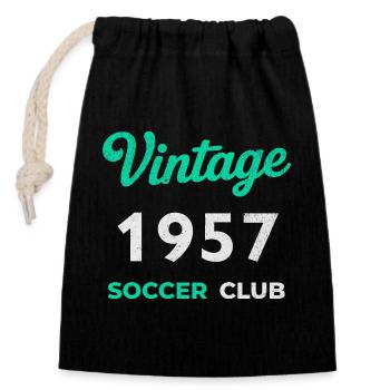 Vintage 1957 – Soccer Club Retro Geburtsjahr - Verschließbarer Geschenkbeutel aus Baumwolle (14x20cm) - Schwarz - Vorne