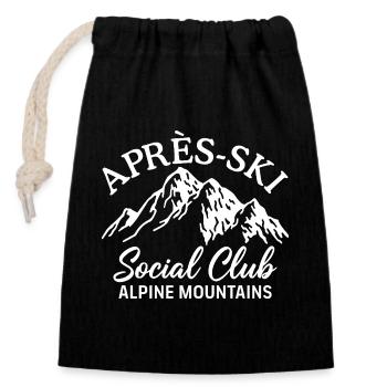 Apres Ski Social Club Alpine Mountains - Verschließbarer Geschenkbeutel aus Baumwolle (14x20cm) - Schwarz - Vorne