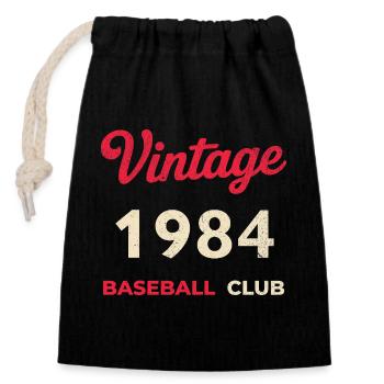Vintage 1984 – Baseball Club Retro Birth Year - Closable cotton gift bag (14x20cm) - black - Front