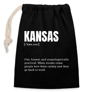 Kansas Resilience in Bold Typography - Closable cotton gift bag (14x20cm) - black - Front