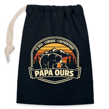 Papa Bear Das einzige einzigartige authentische Geschenk - Verschließbarer Geschenkbeutel aus Baumwolle (14x20cm) - Navy - Vorne